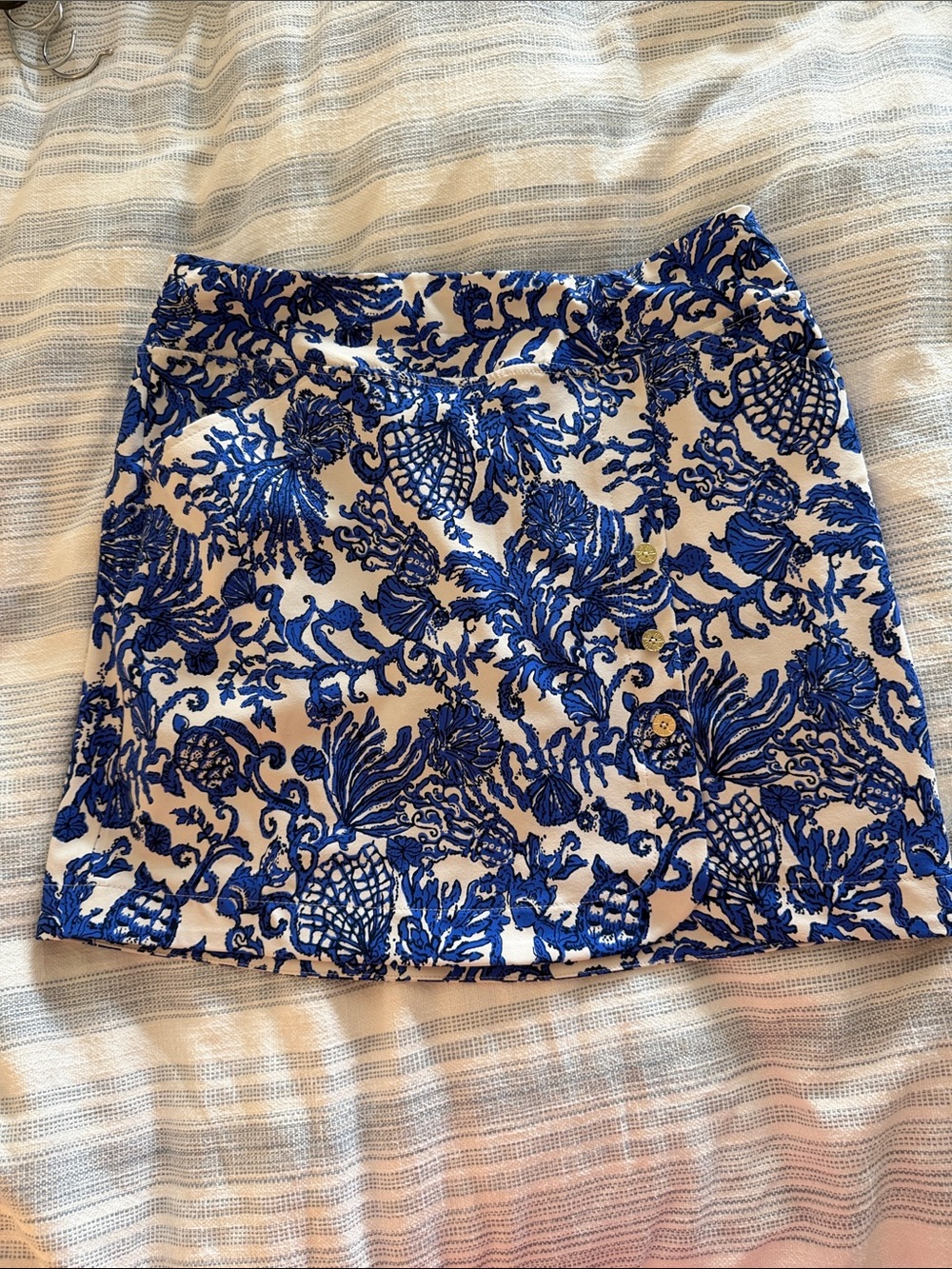 Lilly Pulitzer Royal Blue and White Embroidered Golf Skirt